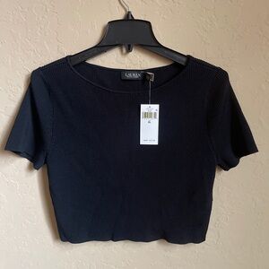 Lauren Black Ribbed Crop Top